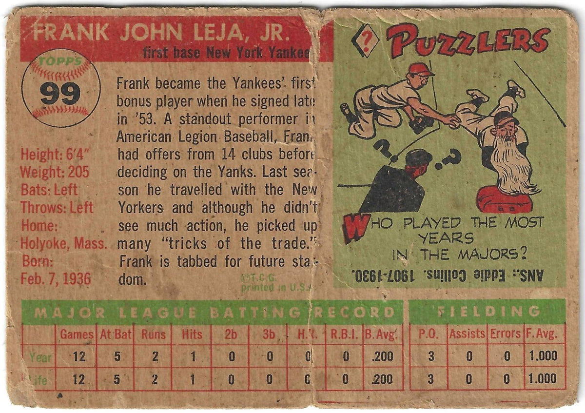 1955 Topps #99 Frank Leja