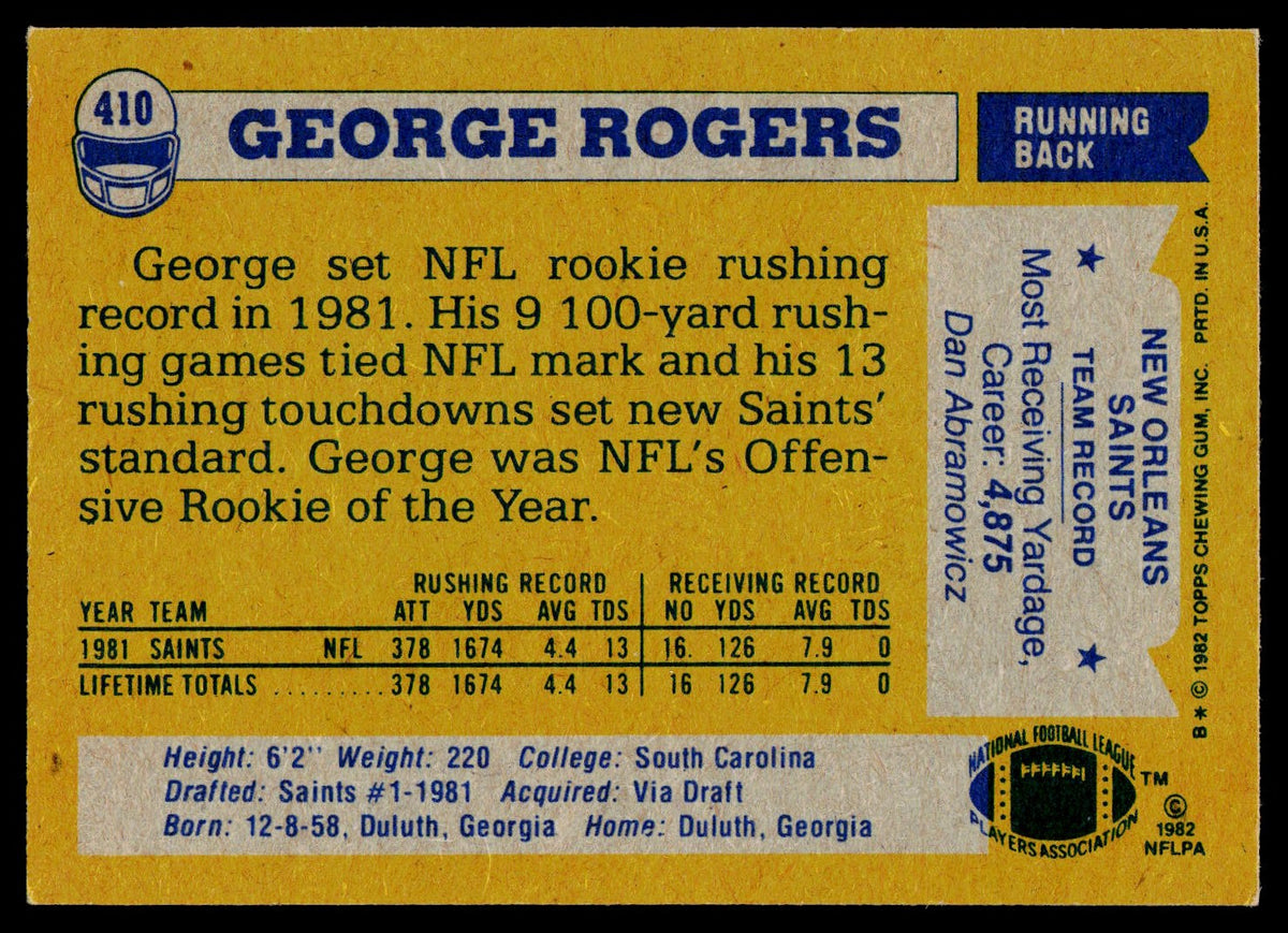 1982 Topps #410 George Rogers