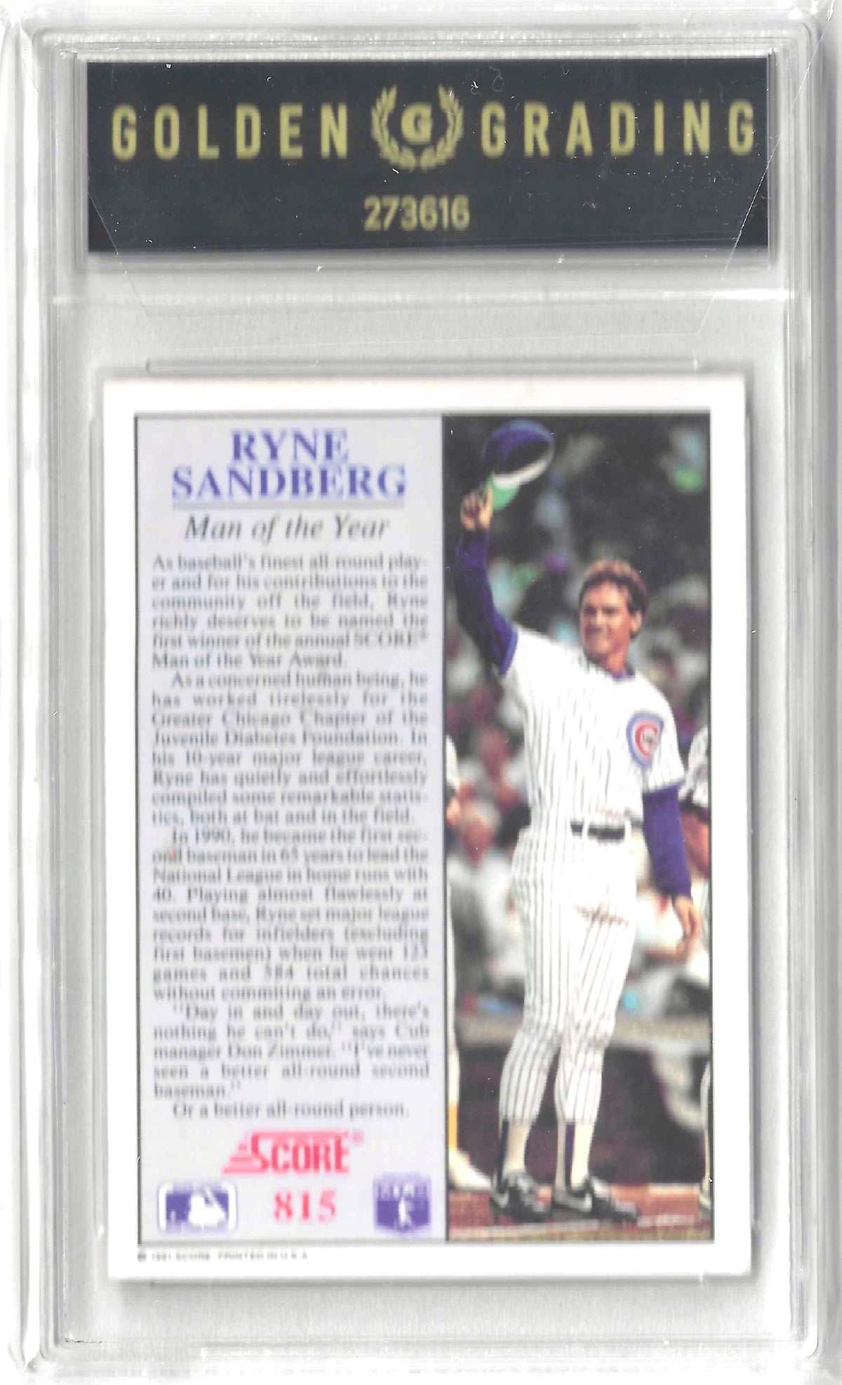 1991 Score #815 Ryne Sandberg