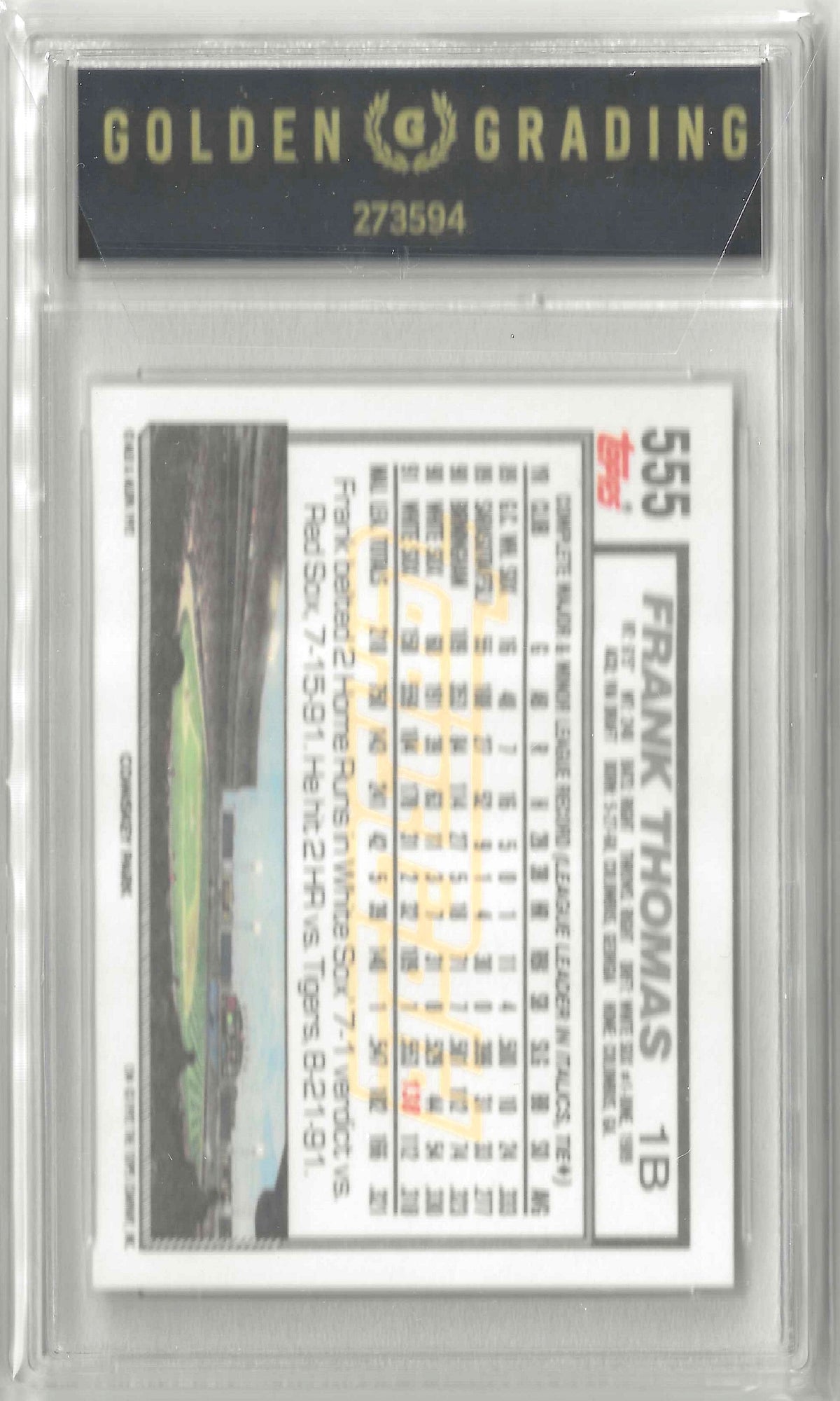 1992 Topps #555 Frank Thomas Gold Winners Grade 9
