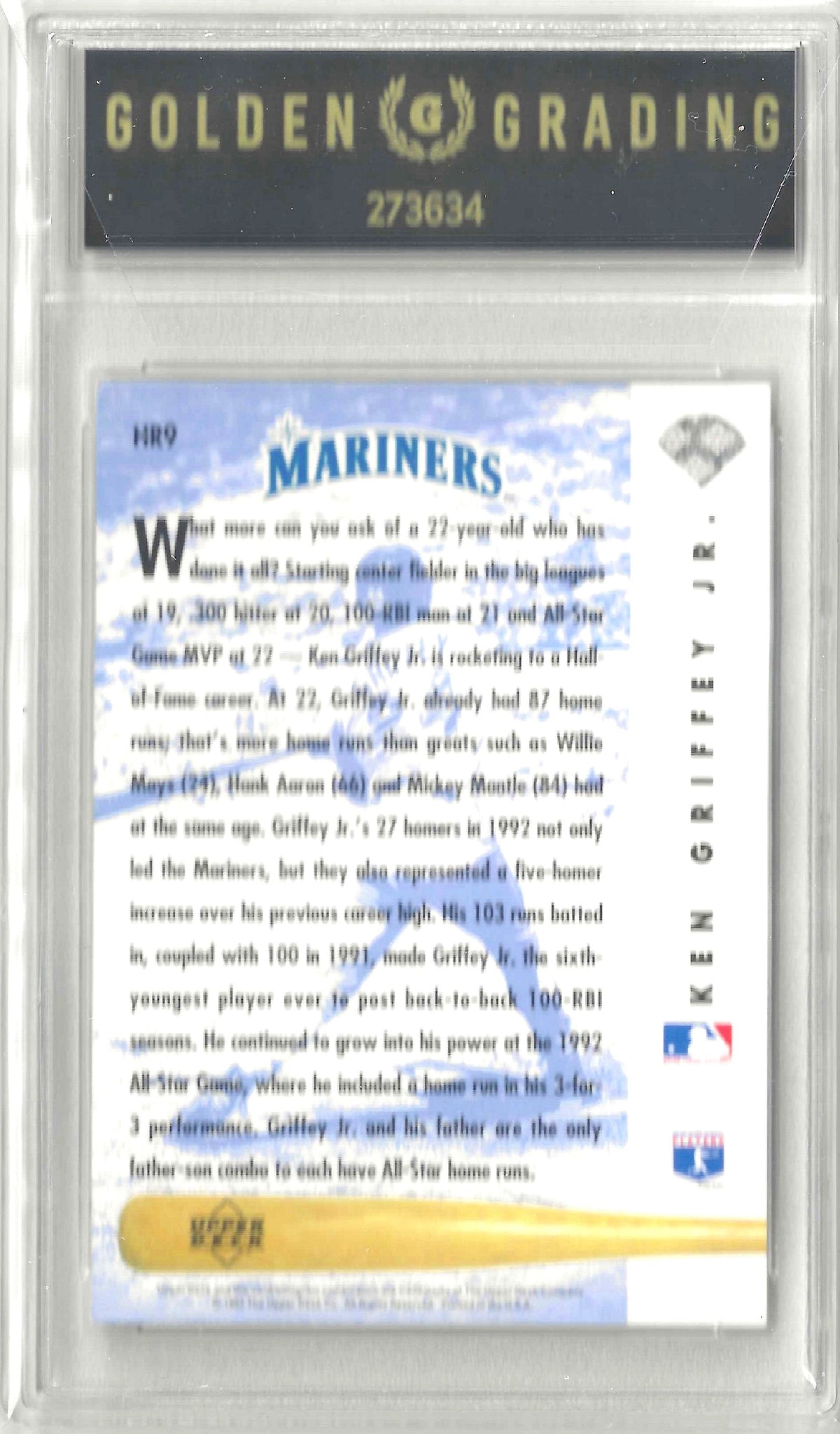1993 Upper Deck #HR9 Ken Griffey Jr. Home Run Heroes Grade 7