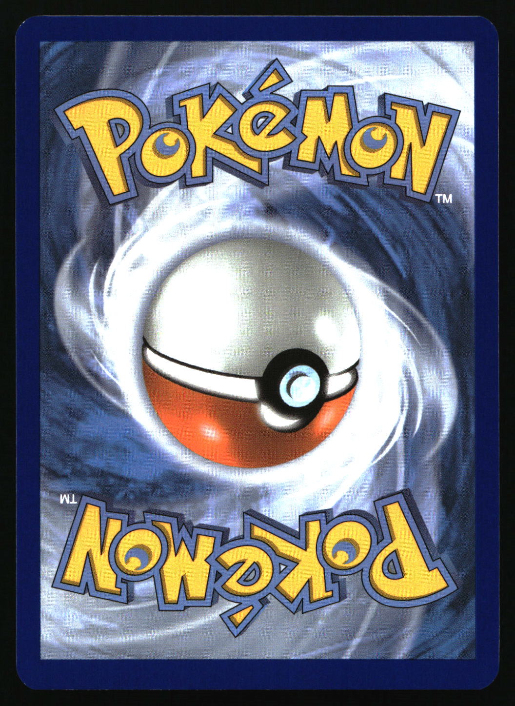 Pokemon logo with blue and white swirling background