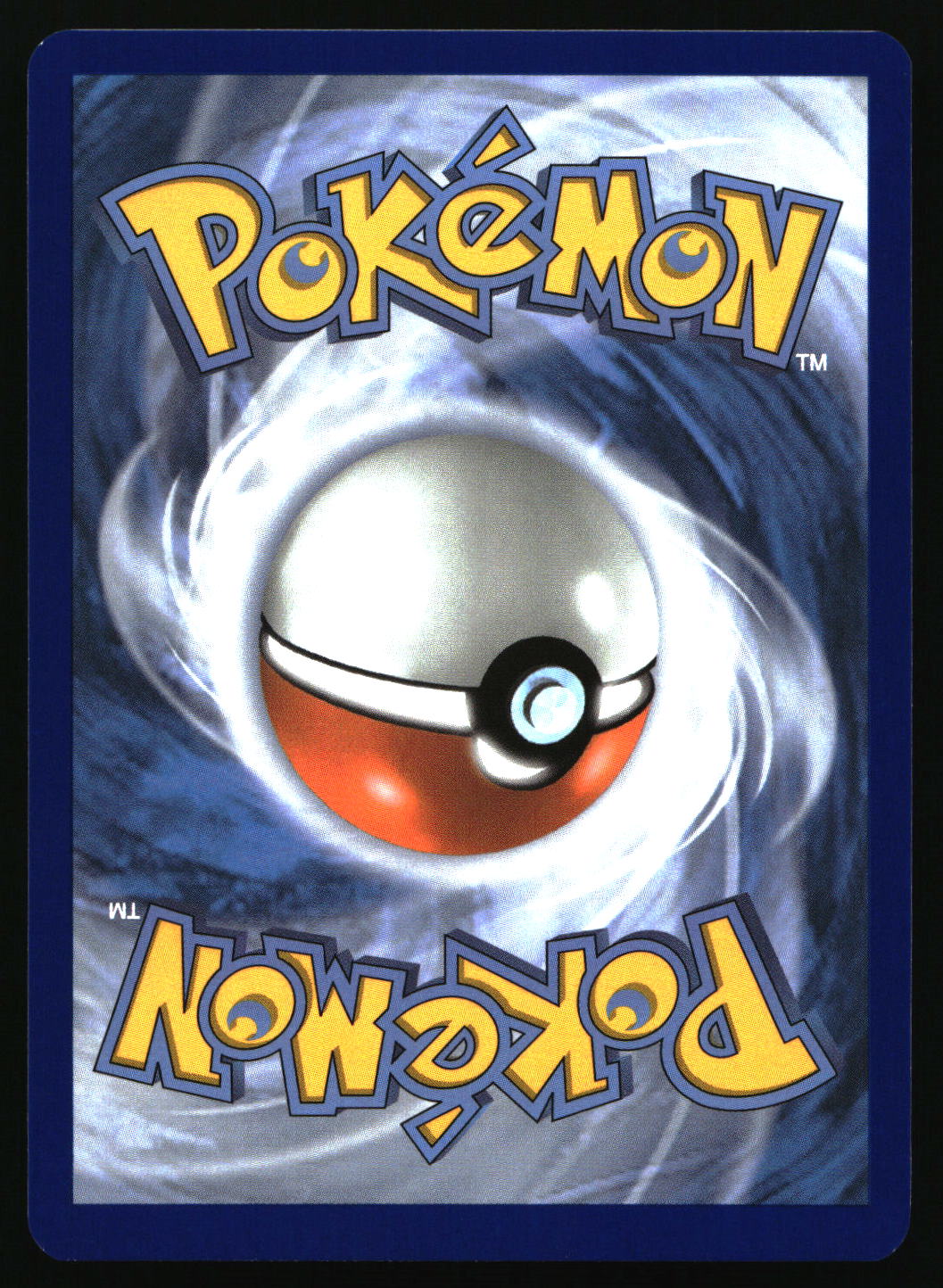 Pokémon trading card with a Poké Ball design on a swirling blue and white background.