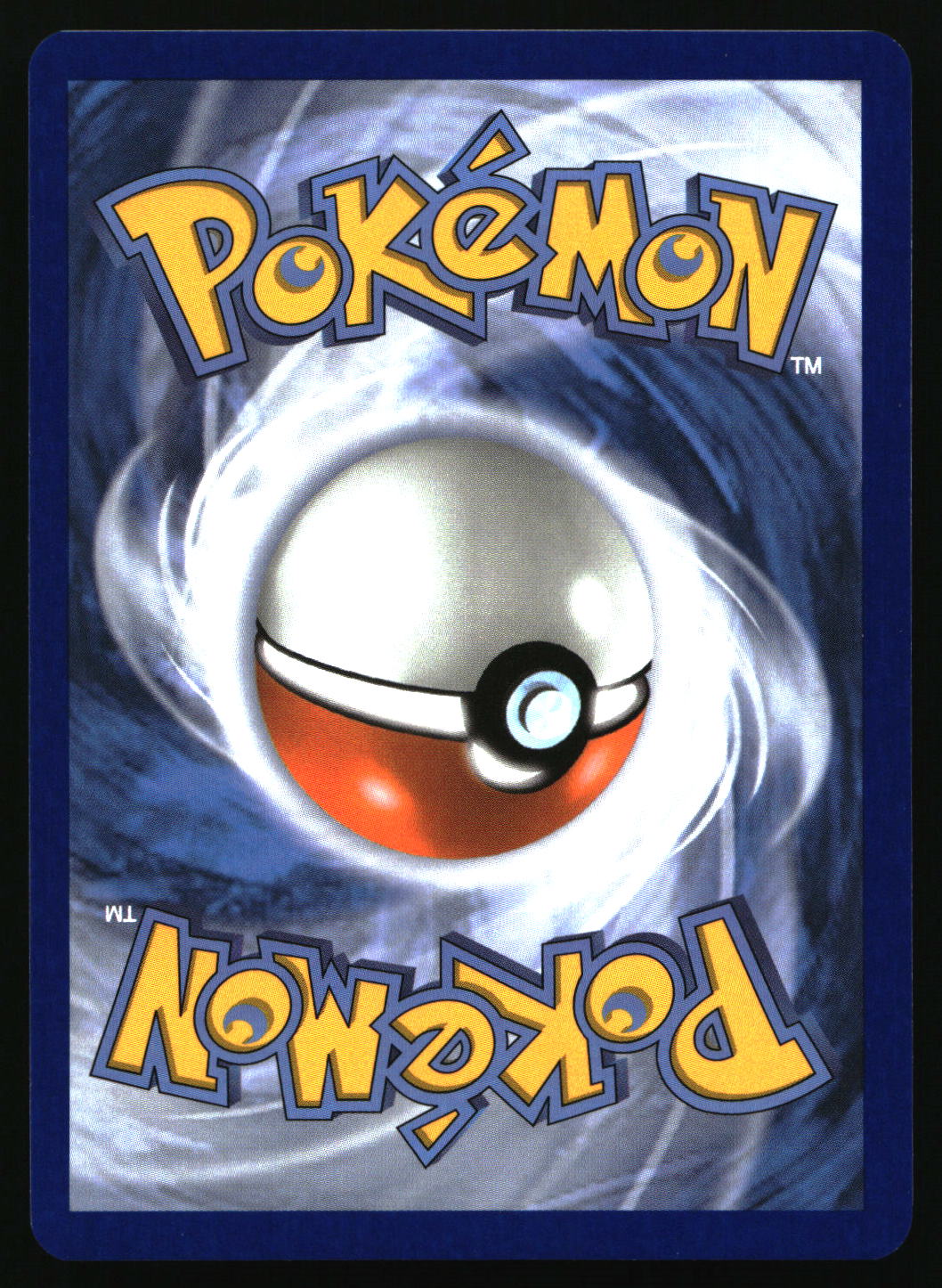 Pokémon trading card with a Poké Ball design on a swirling blue and white background.