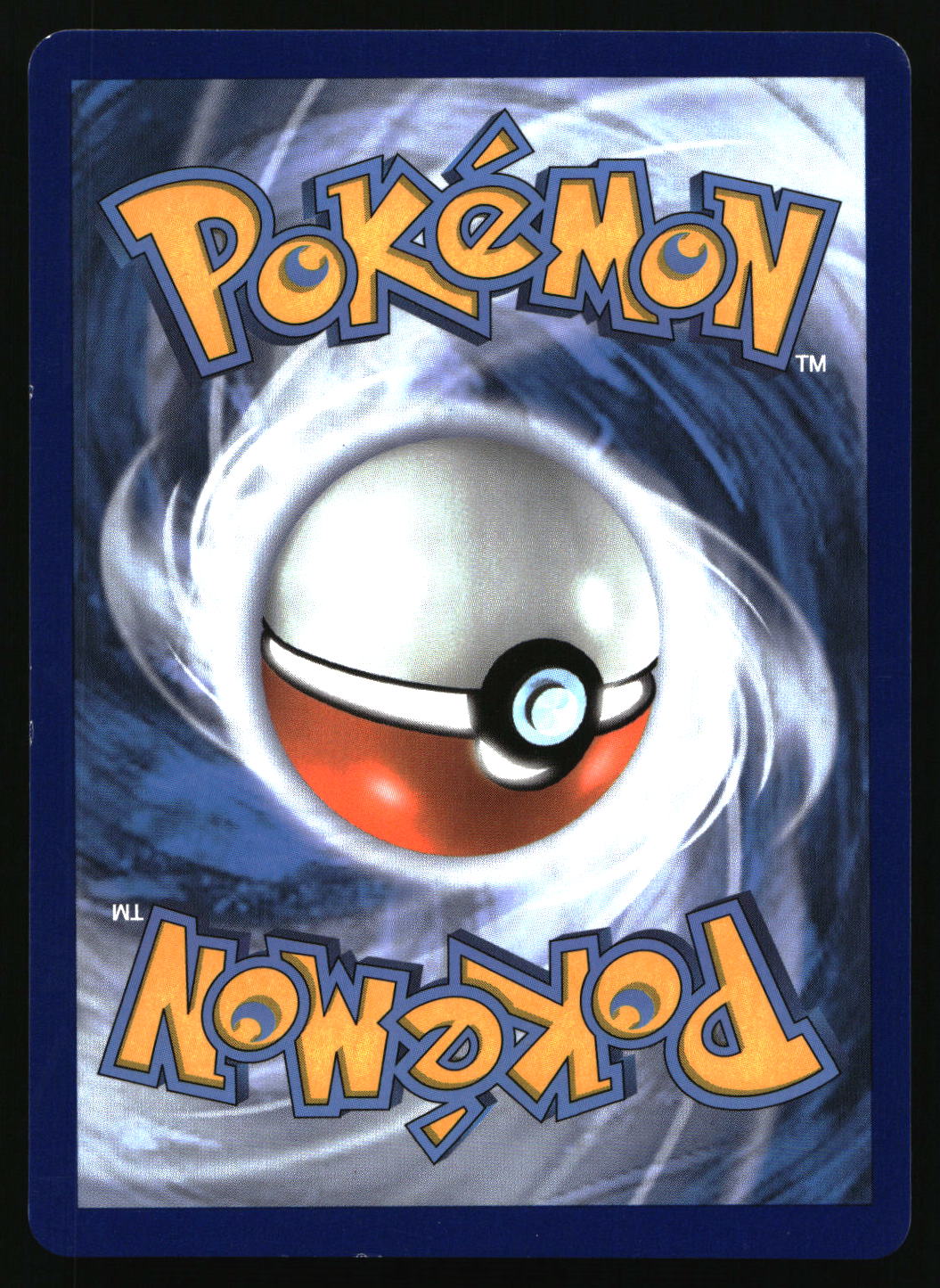 Pokémon logo with blue and white swirling background