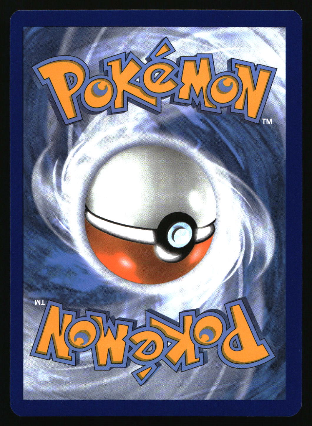 Pokémon logo with a Poké Ball design on a swirling blue and white background