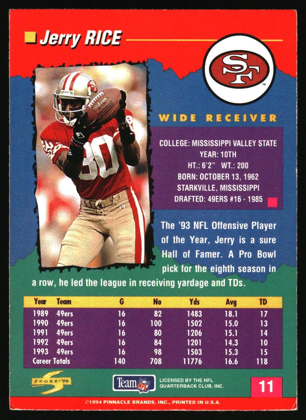 1994 Score #11 Jerry Rice