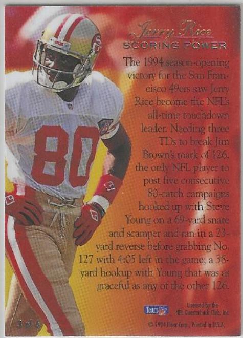 1994 Ultra #3 Jerry Rice Flair Scoring Power