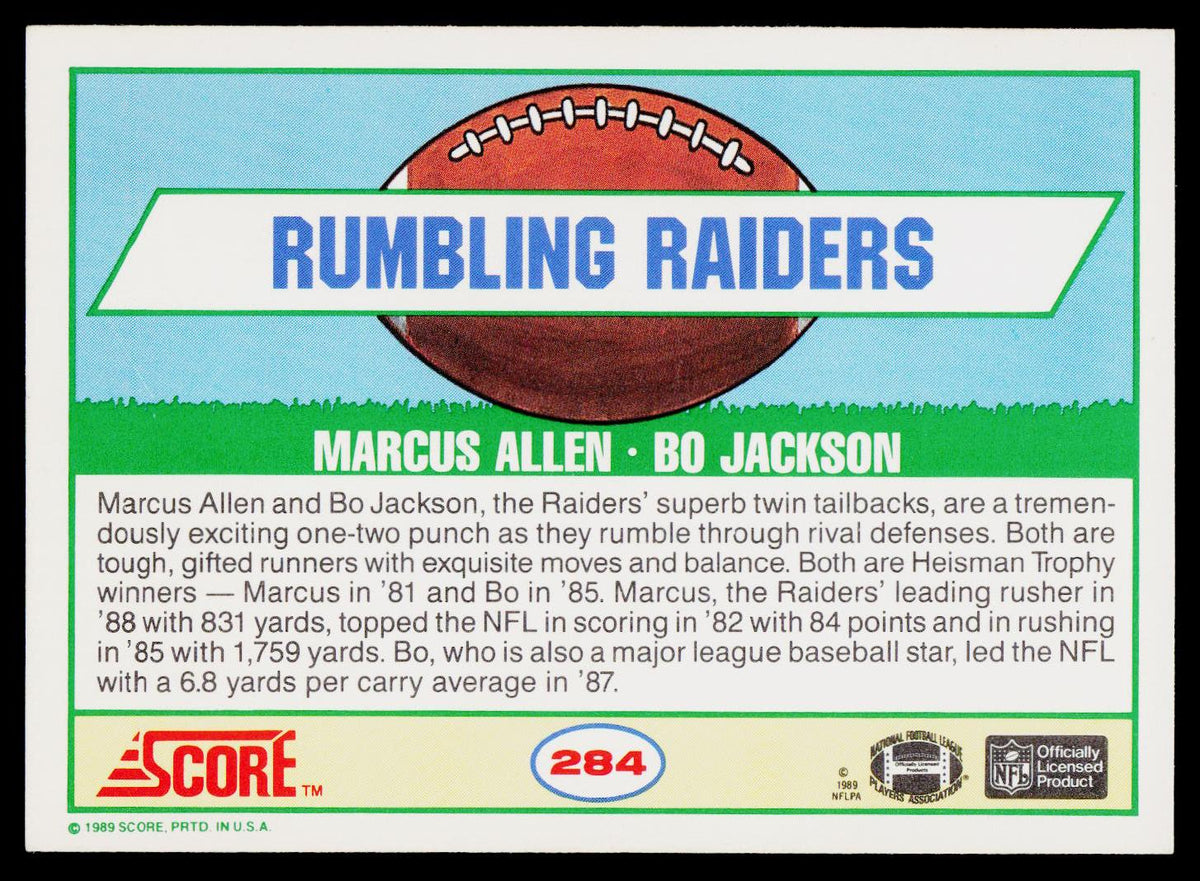 1989 Score #284 Marcus Allen / Bo Jackson
