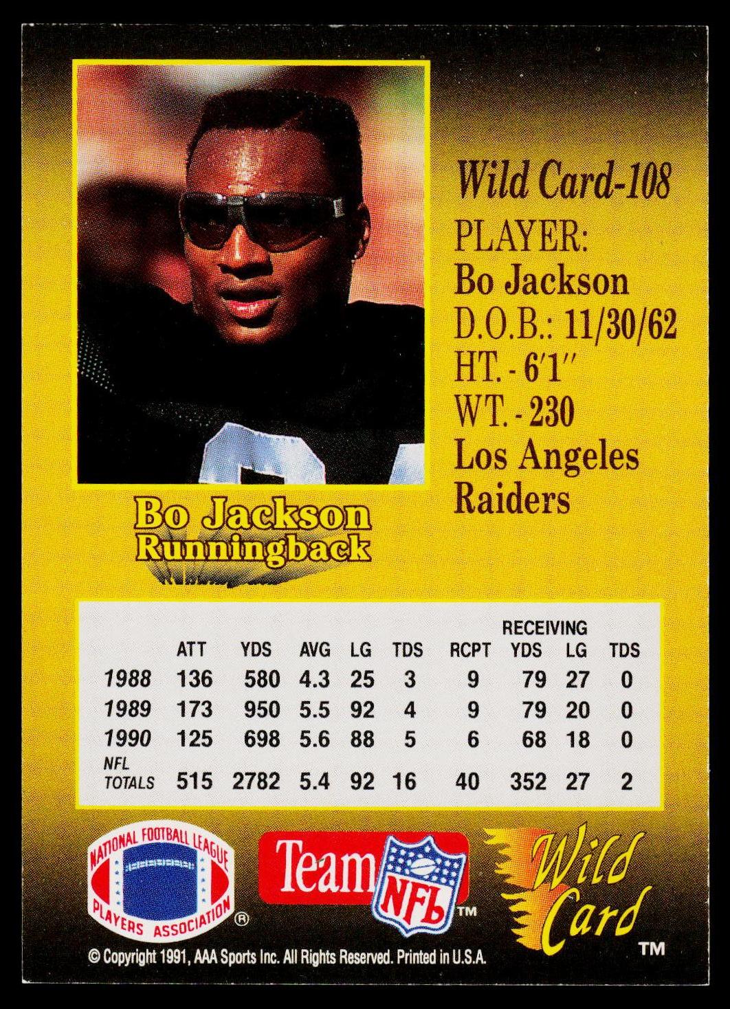 1991 Wild Card #108 Bo Jackson