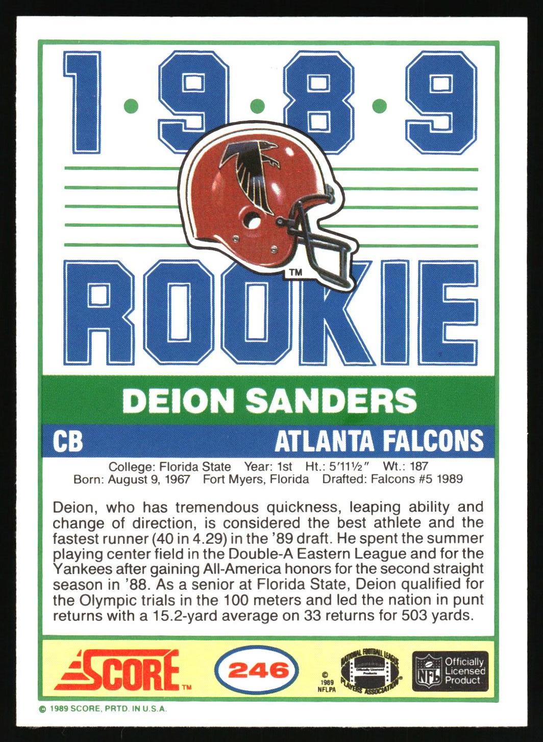 1989 Score #246 Deion Sanders