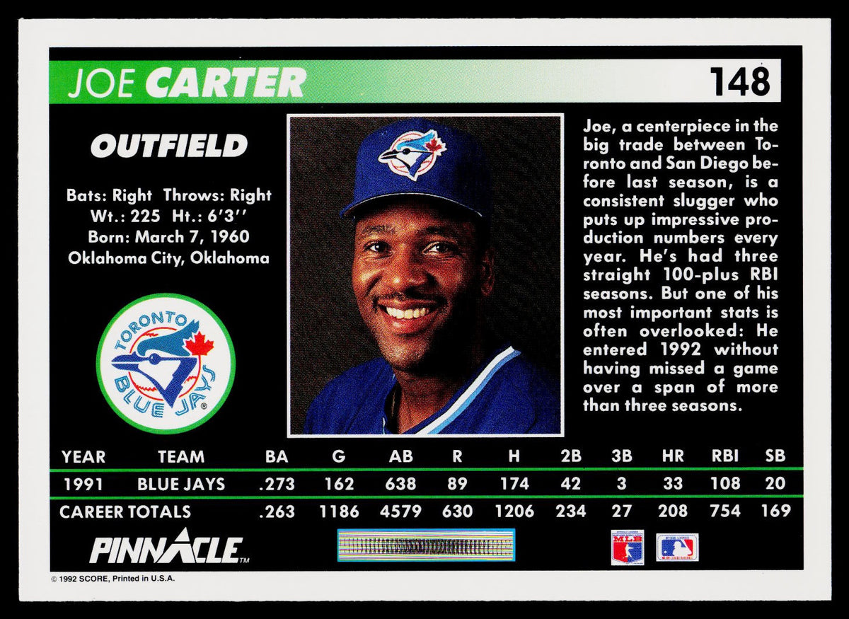 1992 Pinnacle #148 Joe Carter