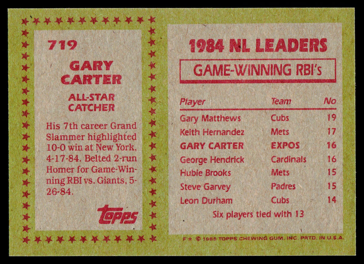 1985 Topps #719 Gary Carter
