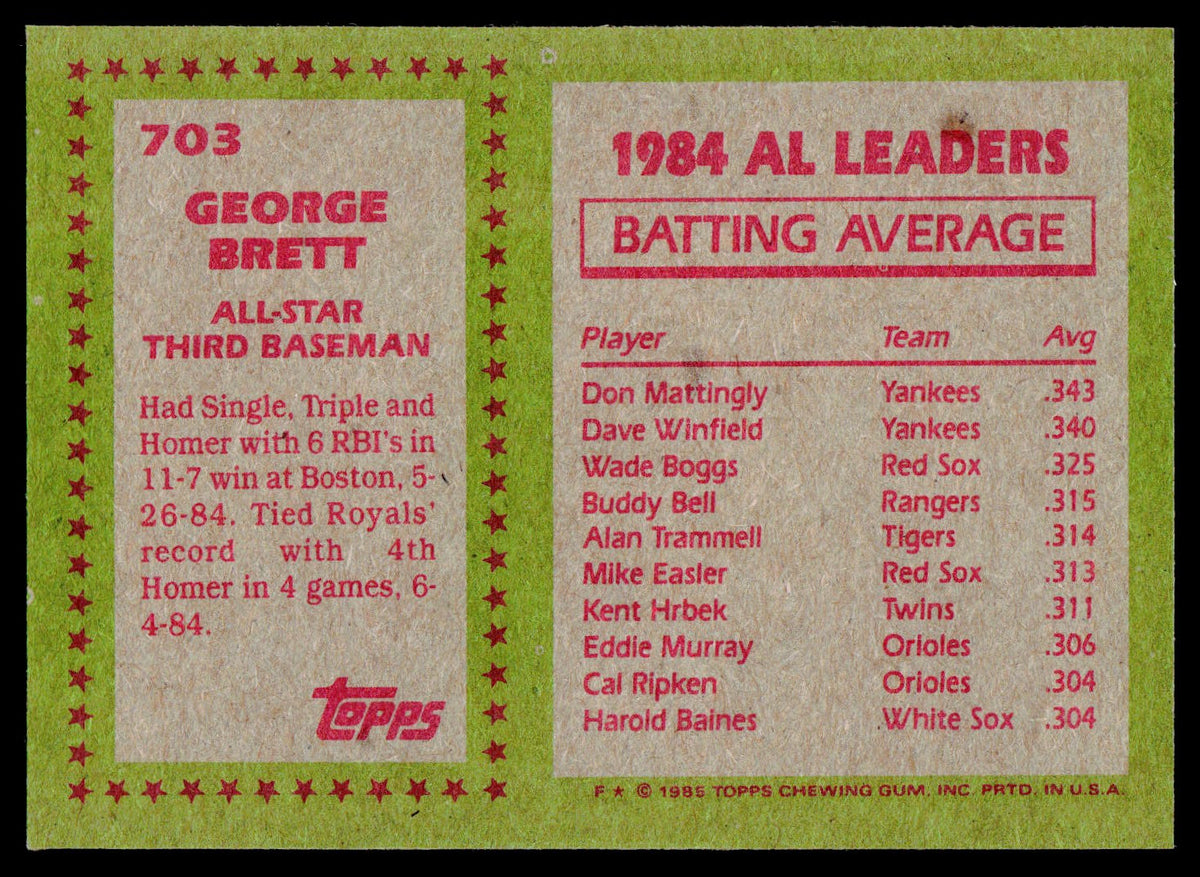 1985 Topps #703 George Brett