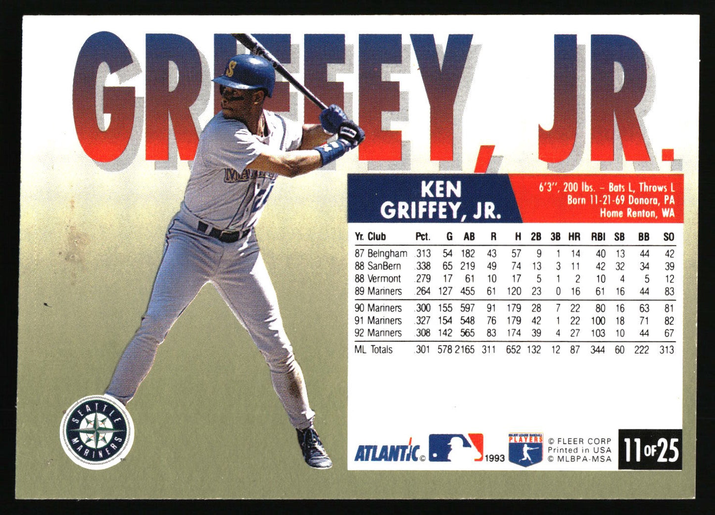 1993 Fleer Atlantic #11 Ken Griffey, Jr.