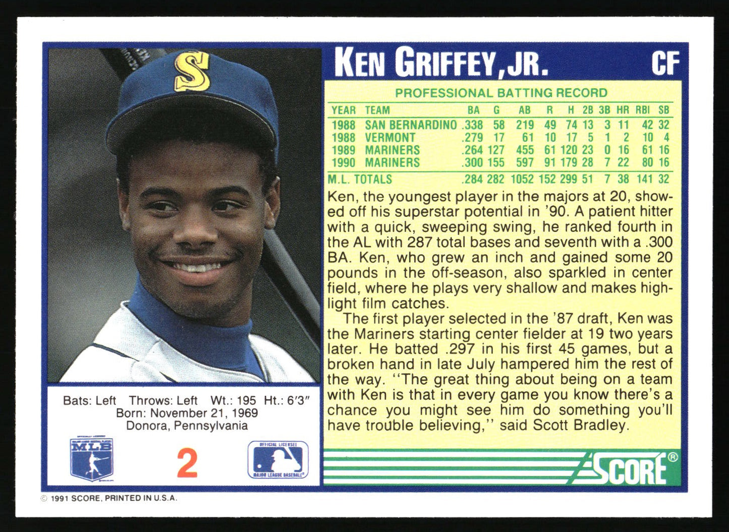 1991 Score #2 Ken Griffey, Jr.