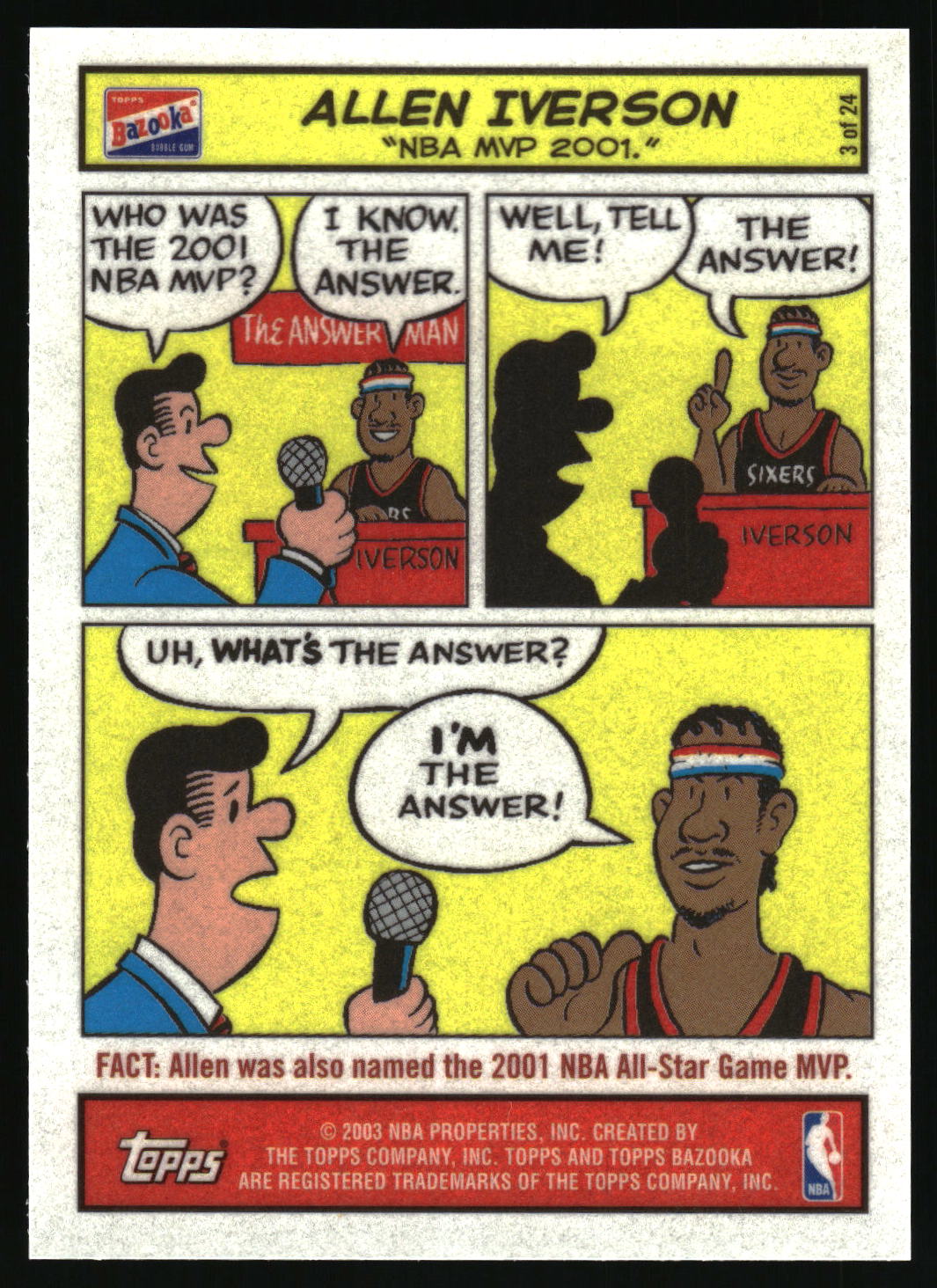 2003-04 Bazooka #3 Allen Iverson Comics