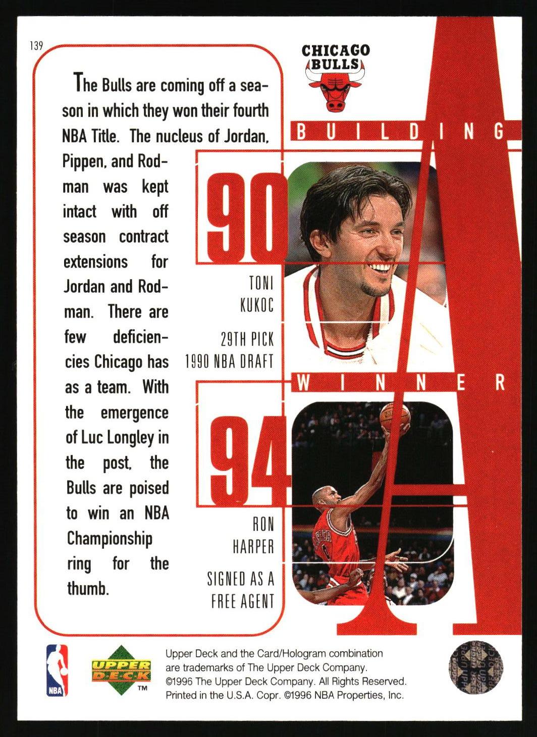 1996-97 Upper Deck #139 Chicago Bulls