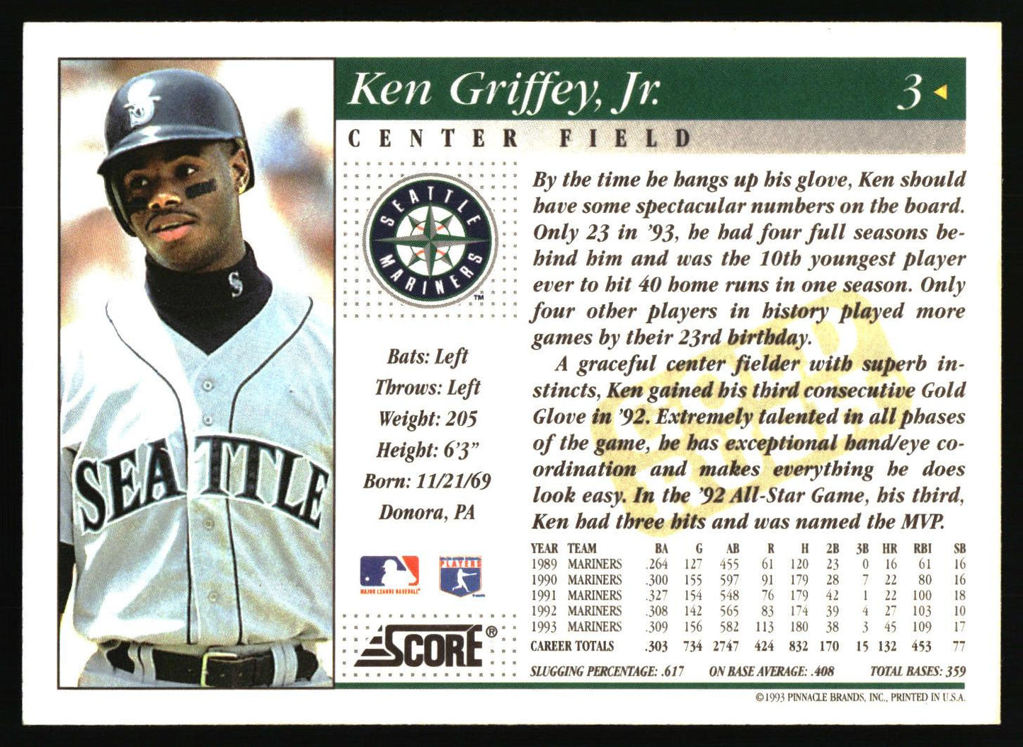 1994 Score #3 Ken Griffey, Jr. Gold Rush
