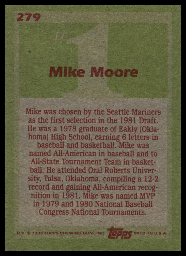 1985 Topps #279 Mike Moore