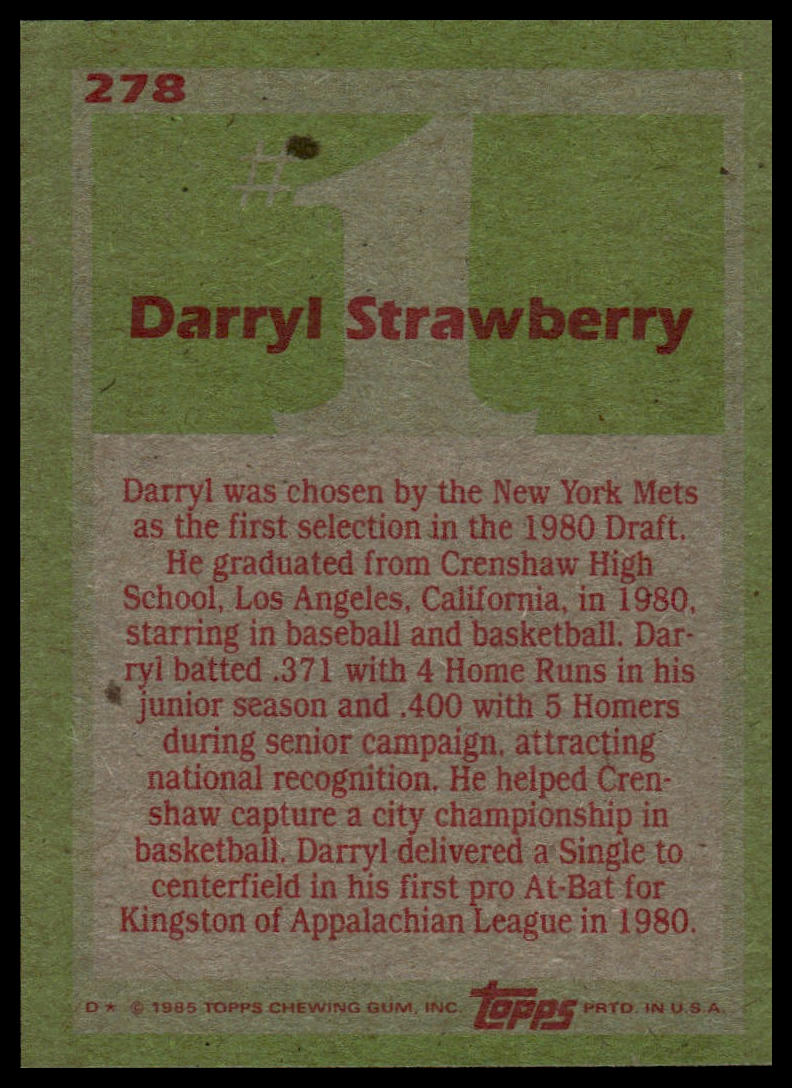 1985 Topps #278 Darryl Strawberry