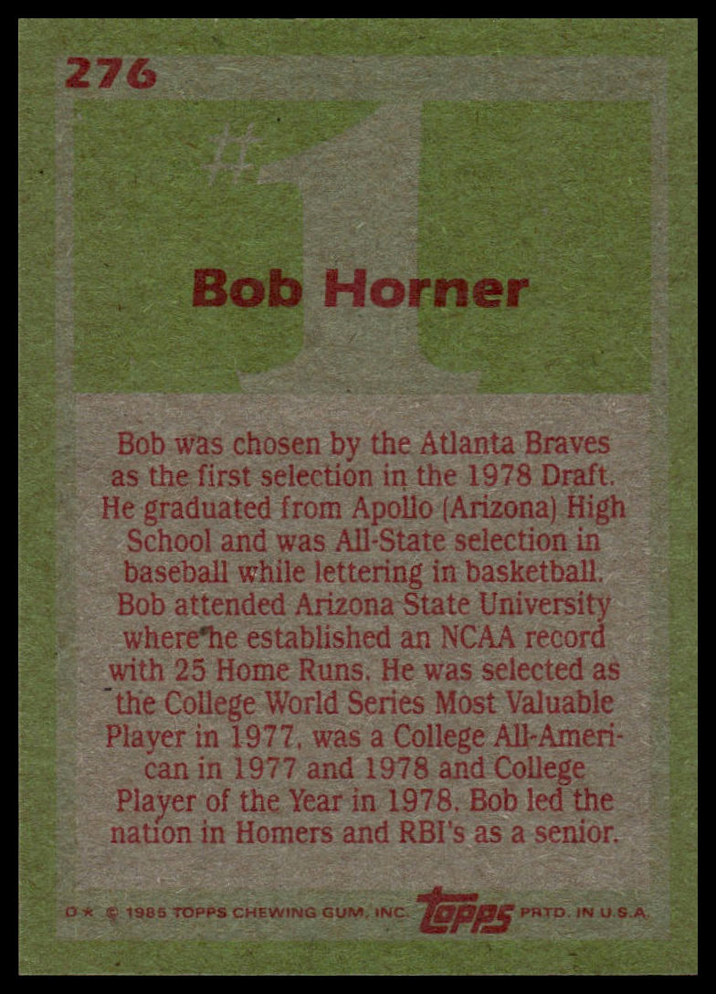 1985 Topps #276 Bob Horner