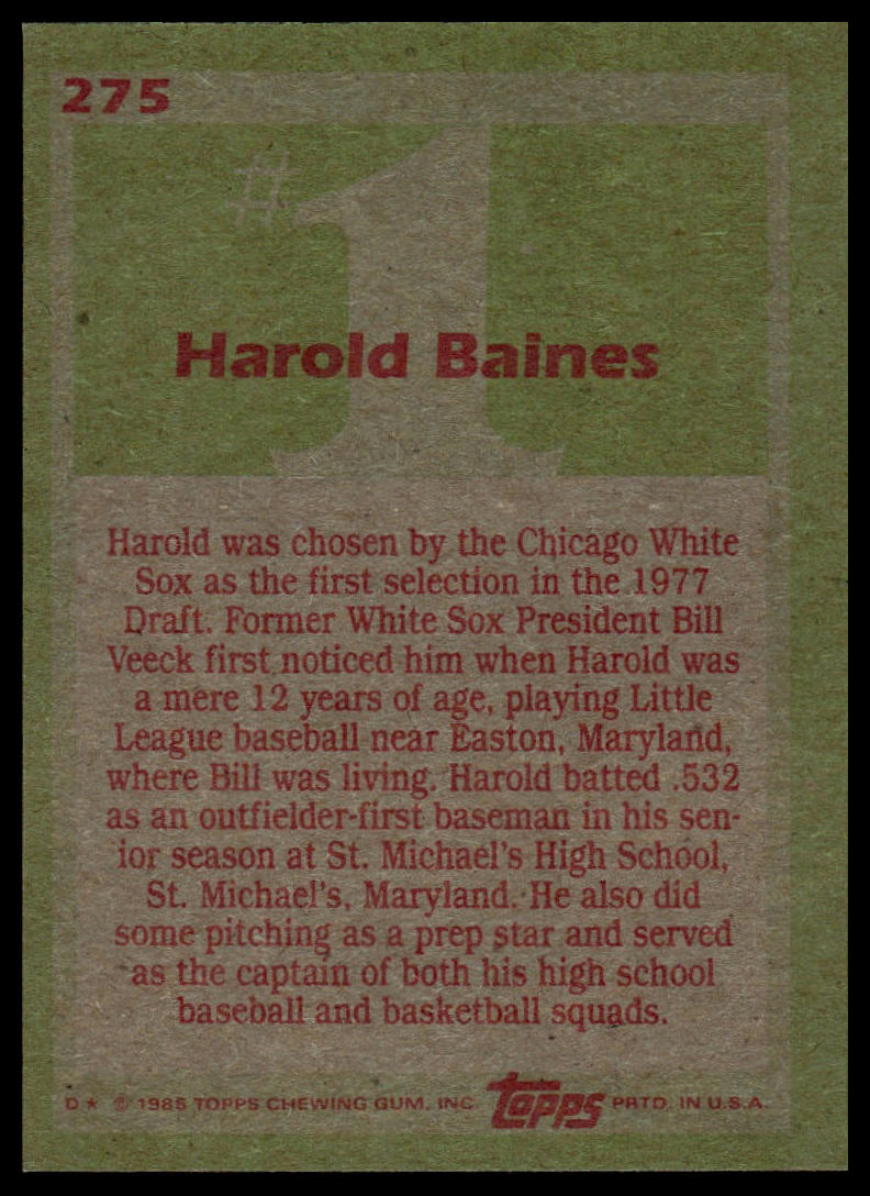1985 Topps #275 Harold Baines