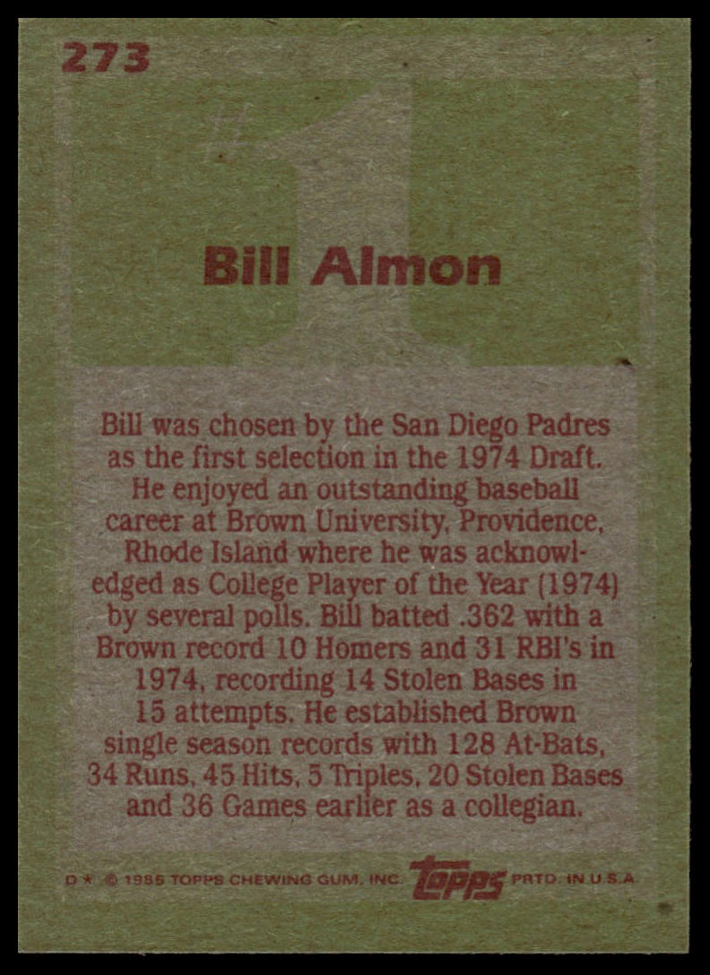 1985 Topps #273 Bill Almon