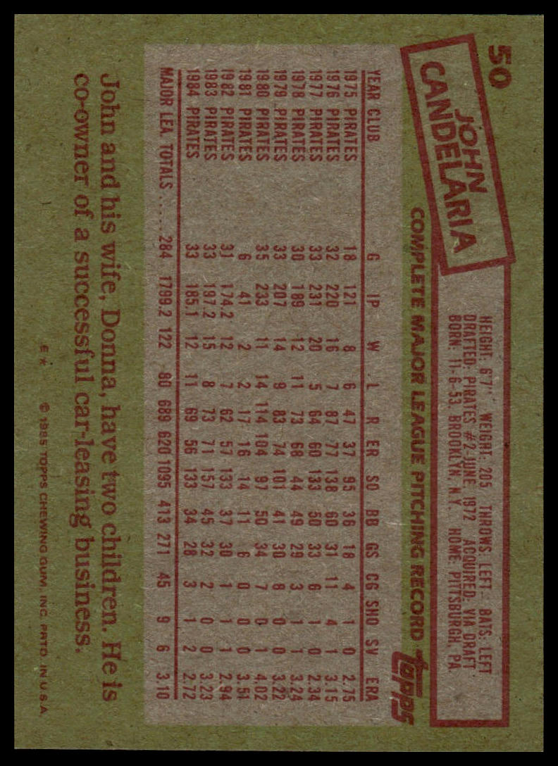 1985 Topps #50 John Candelaria