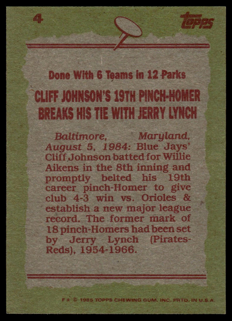 1985 Topps #4 Cliff Johnson