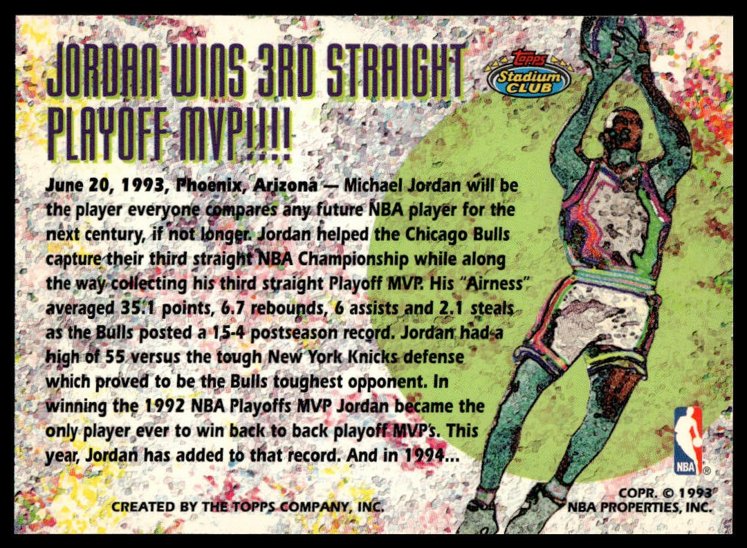 A collectible basketball trading card featuring Michael Jordan who played as a shooting guard. The card has a heavily distressed, grunge-style background with a painted illustration of a basketball player at the bottom.