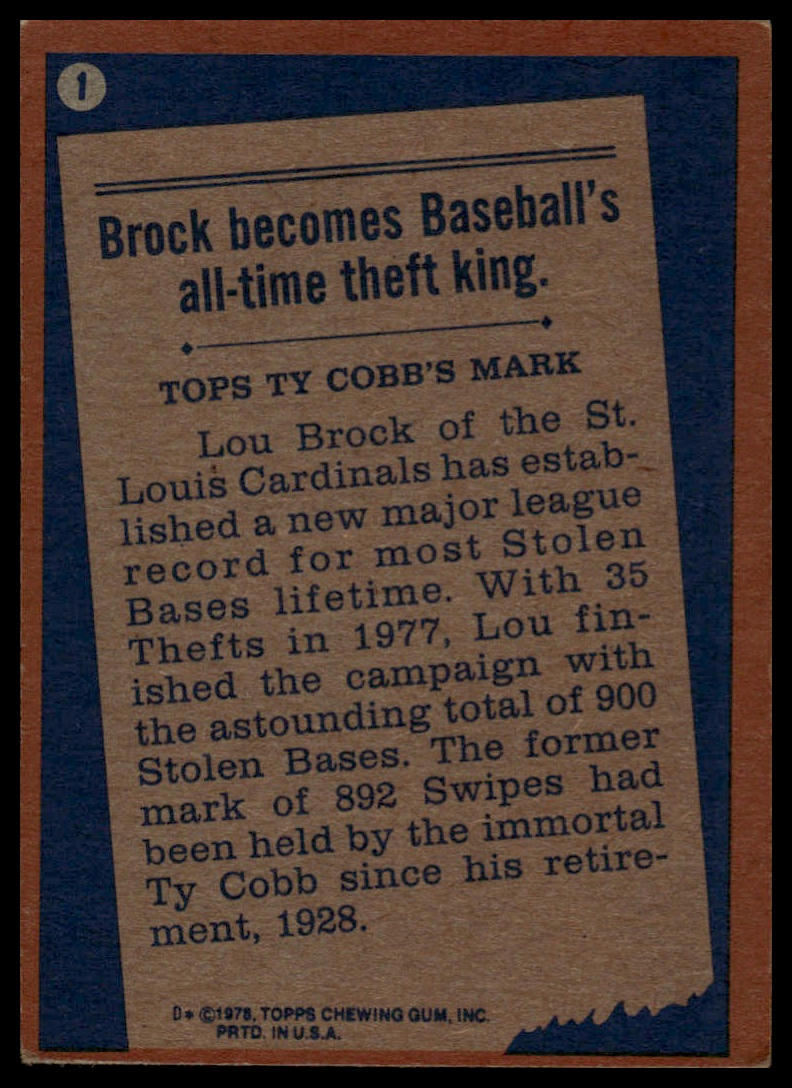 1978 Topps #1 Lou Brock