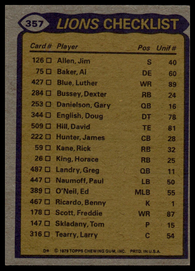 1979 Topps #357 Dexter Bussey / David Hill / Jim Allen / Al Baker