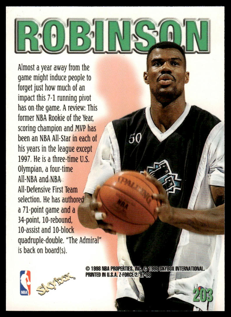 1997-98 SkyBox Z-Force #203 David Robinson