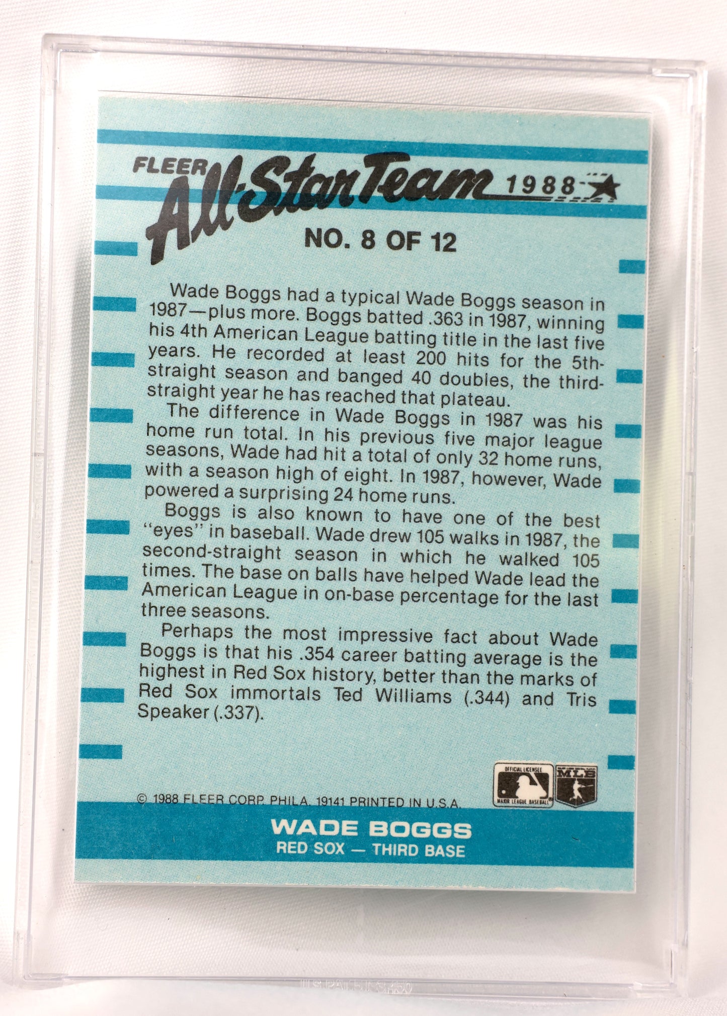 1988 Fleer #8 Wade Boggs All-Star Team