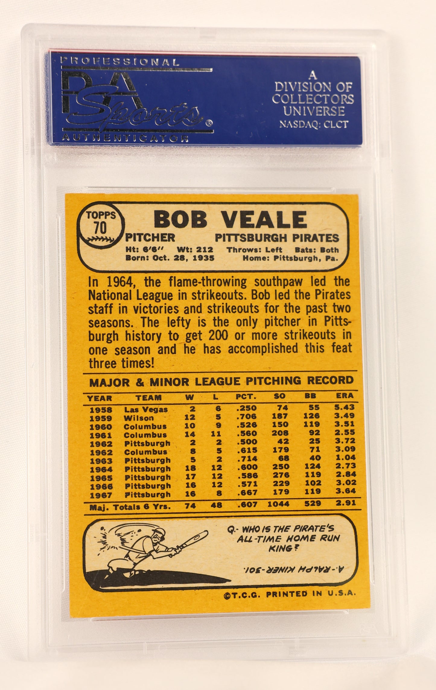 1968 Topps #70 Bob Veale