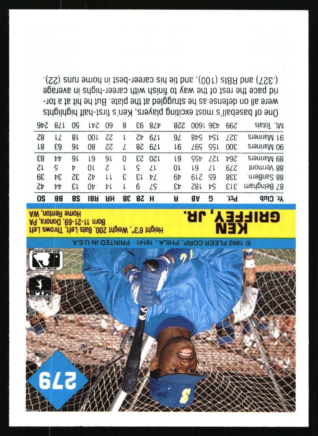 1992 Fleer #279b Ken Griffey, Jr.