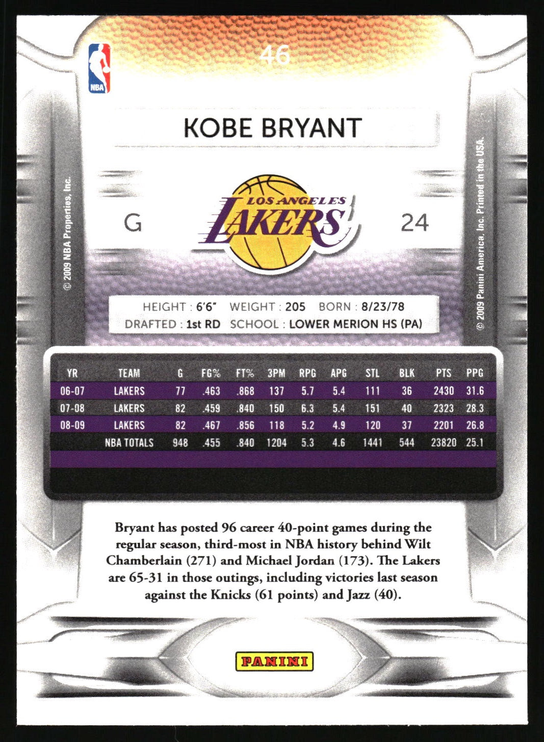 2009-10 Panini Prestige #46 Kobe Bryant