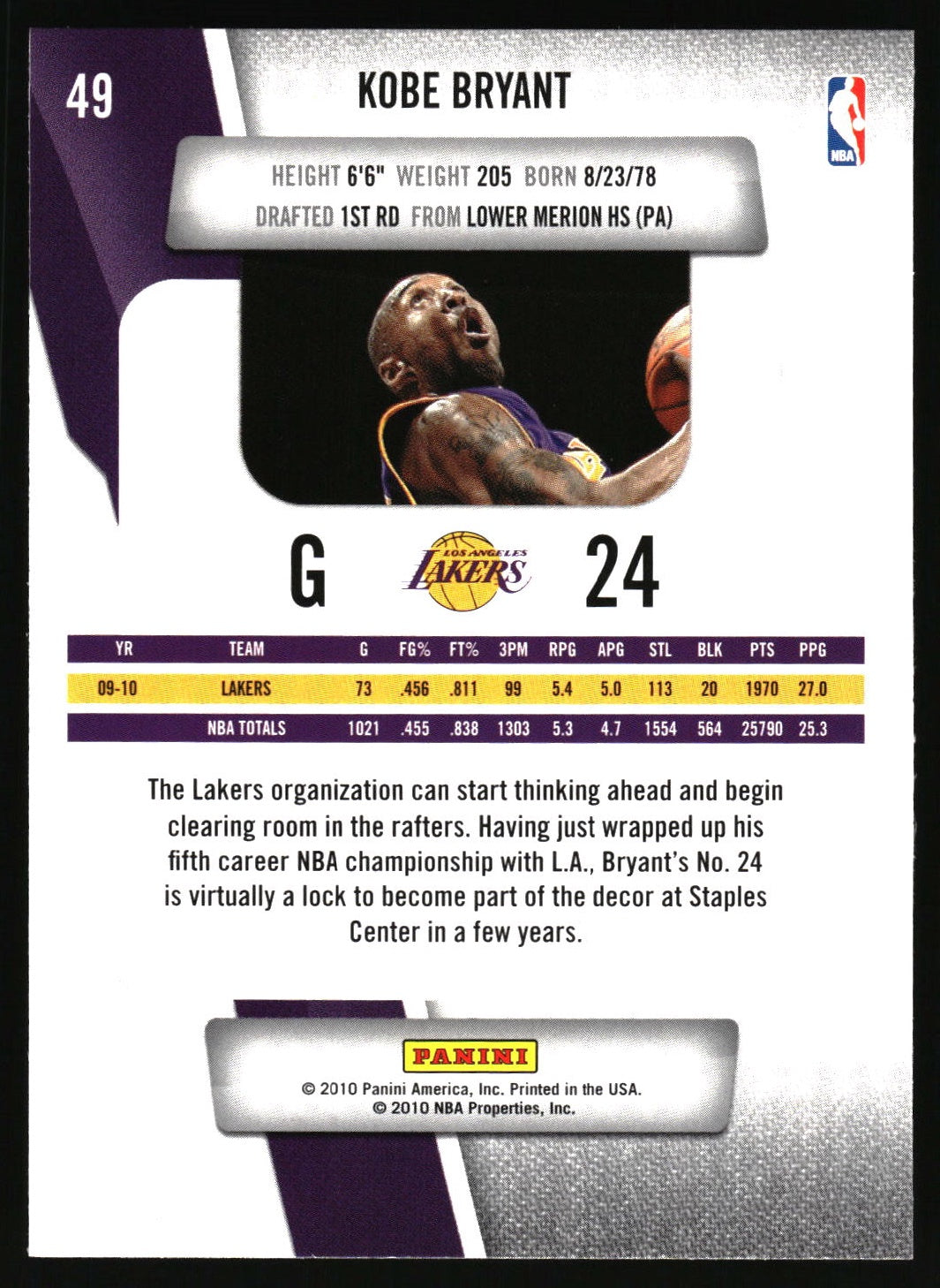 2010-11 Panini Prestige #49 Kobe Bryant
