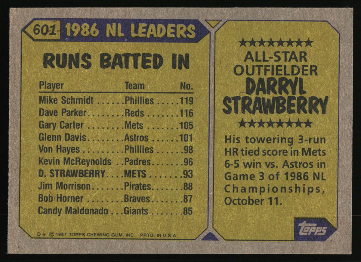 1987 Topps #601 Darryl Strawberry