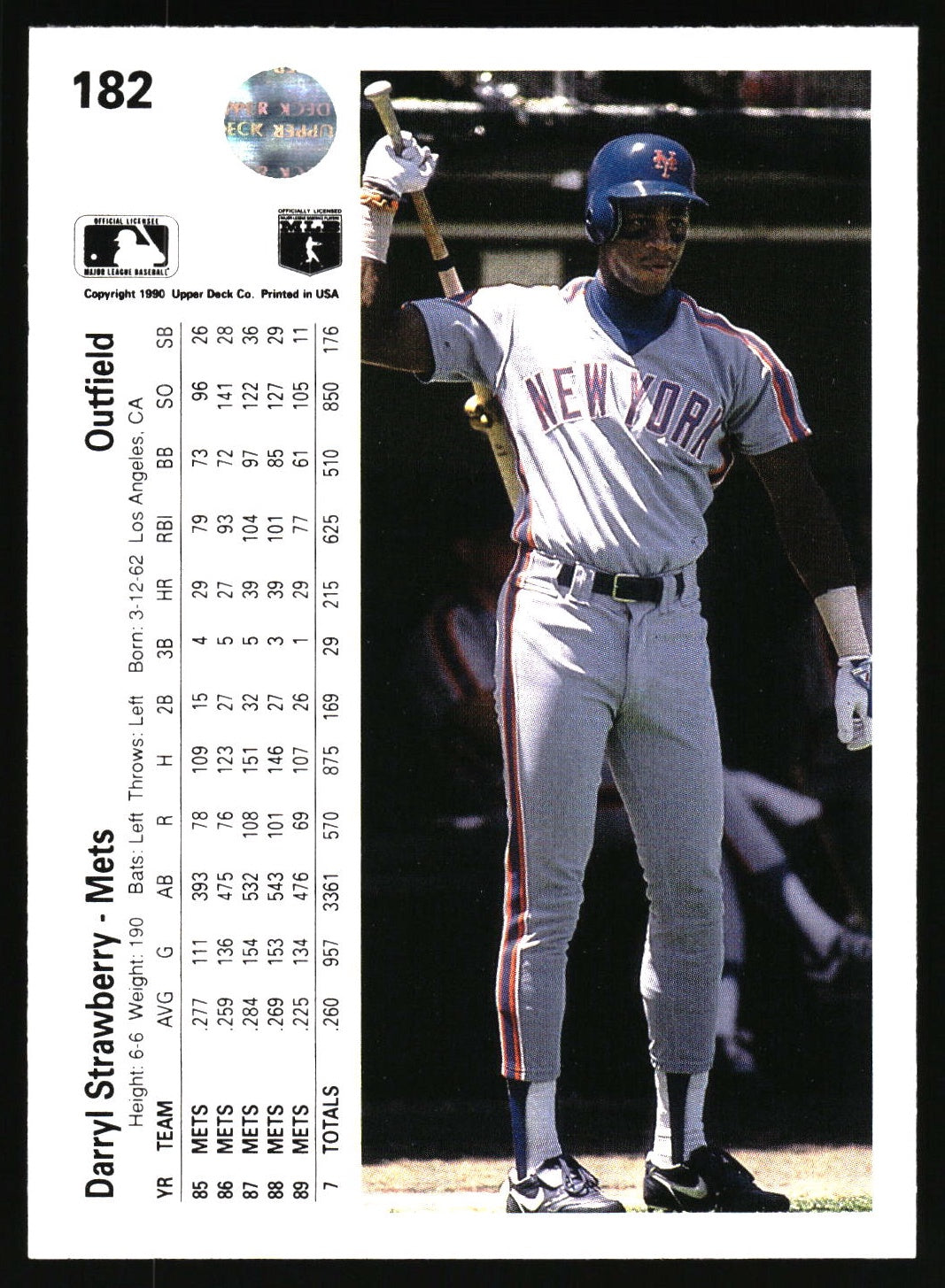 1990 Upper Deck #182a Darryl Strawberry