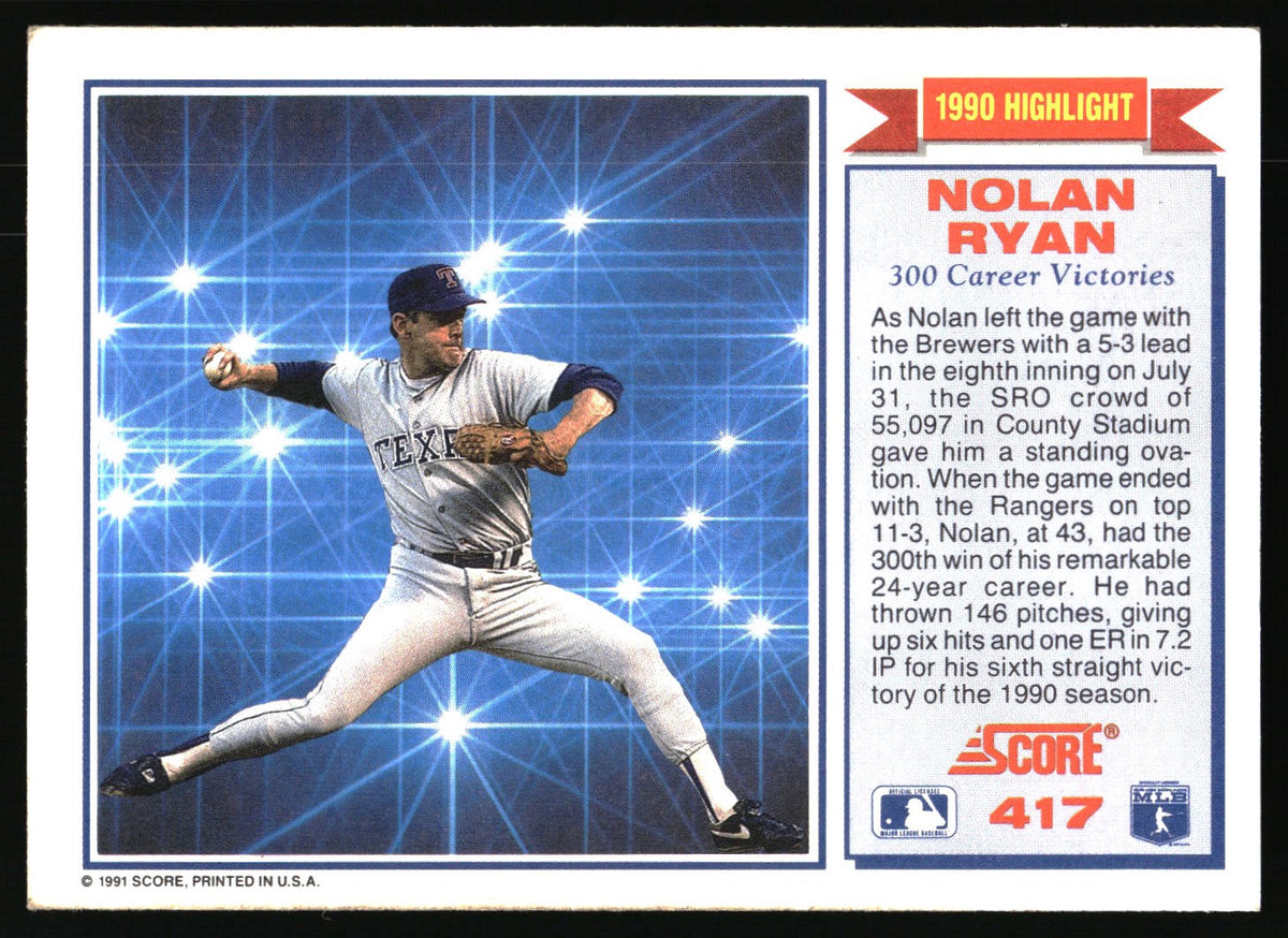 1991 Score #417 Nolan Ryan