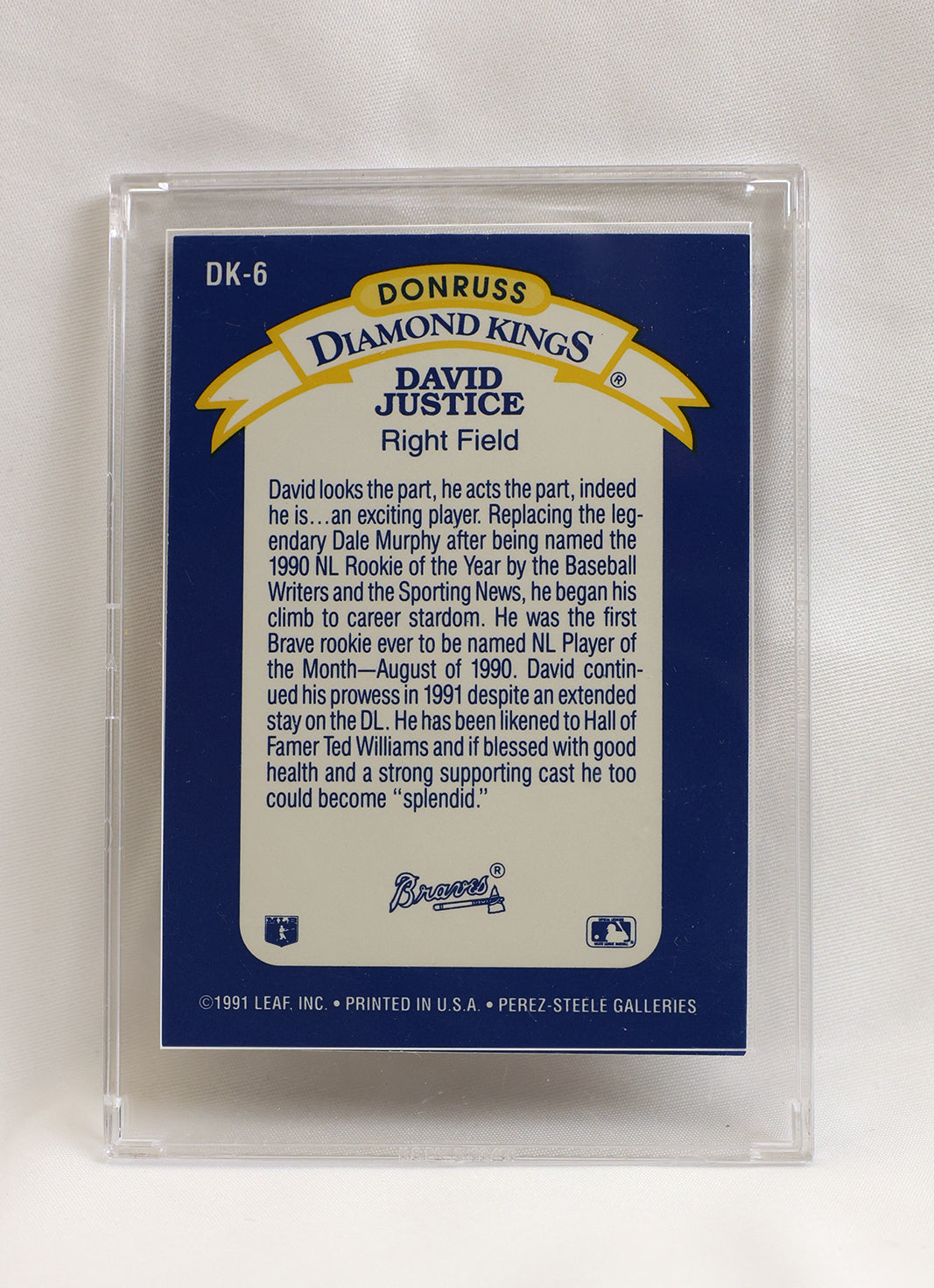 1992 Donruss #DK-6 David Justice Diamond Kings