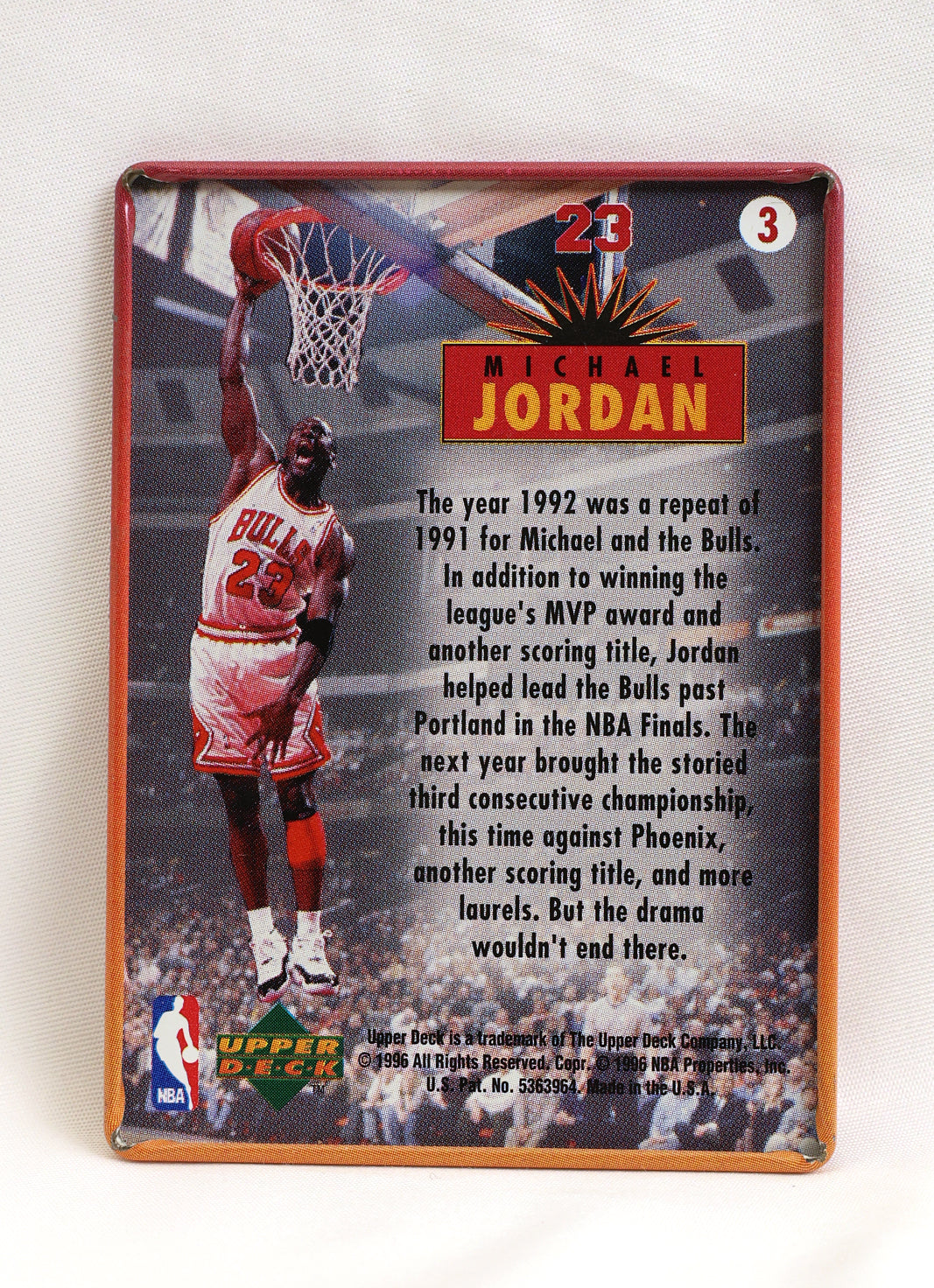 1996 Upper Deck Michael Jordan Metal #3 Michael Jordan Orange