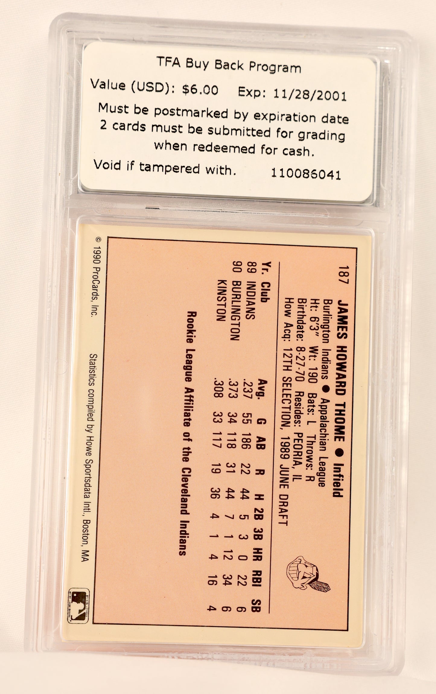 1990 ProCards A and AA #187 Jim Thome