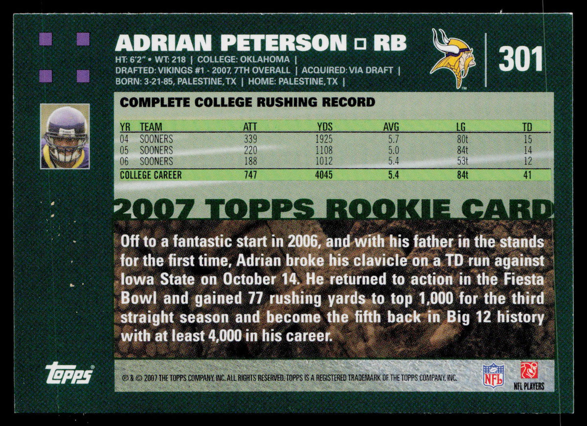 2007 Topps #301 Adrian Peterson