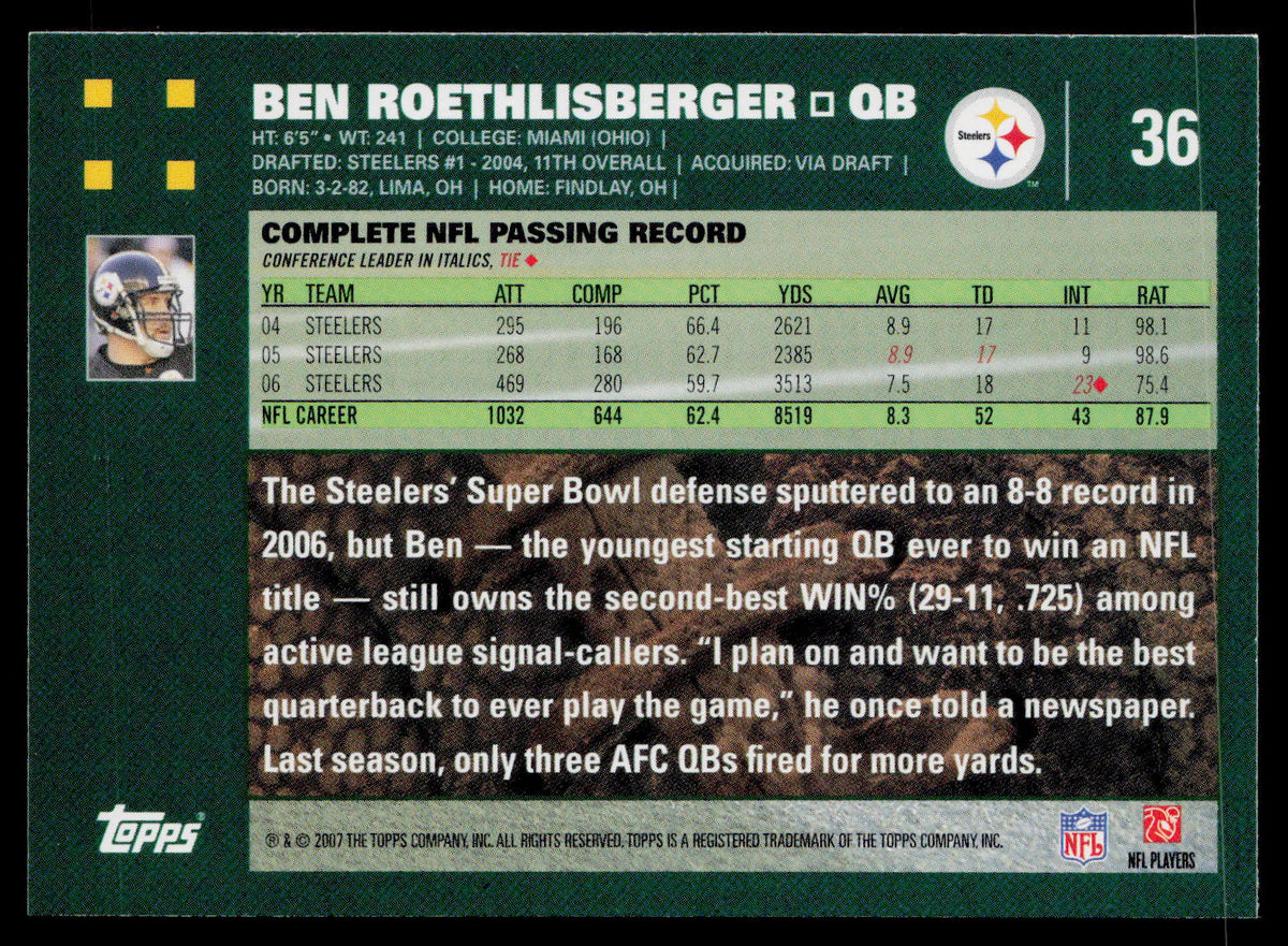 2007 Topps #36 Ben Roethlisberger