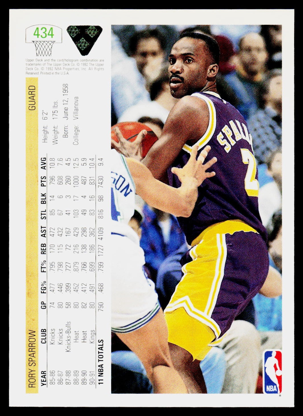 1991-92 Upper Deck #434 Rory Sparrow