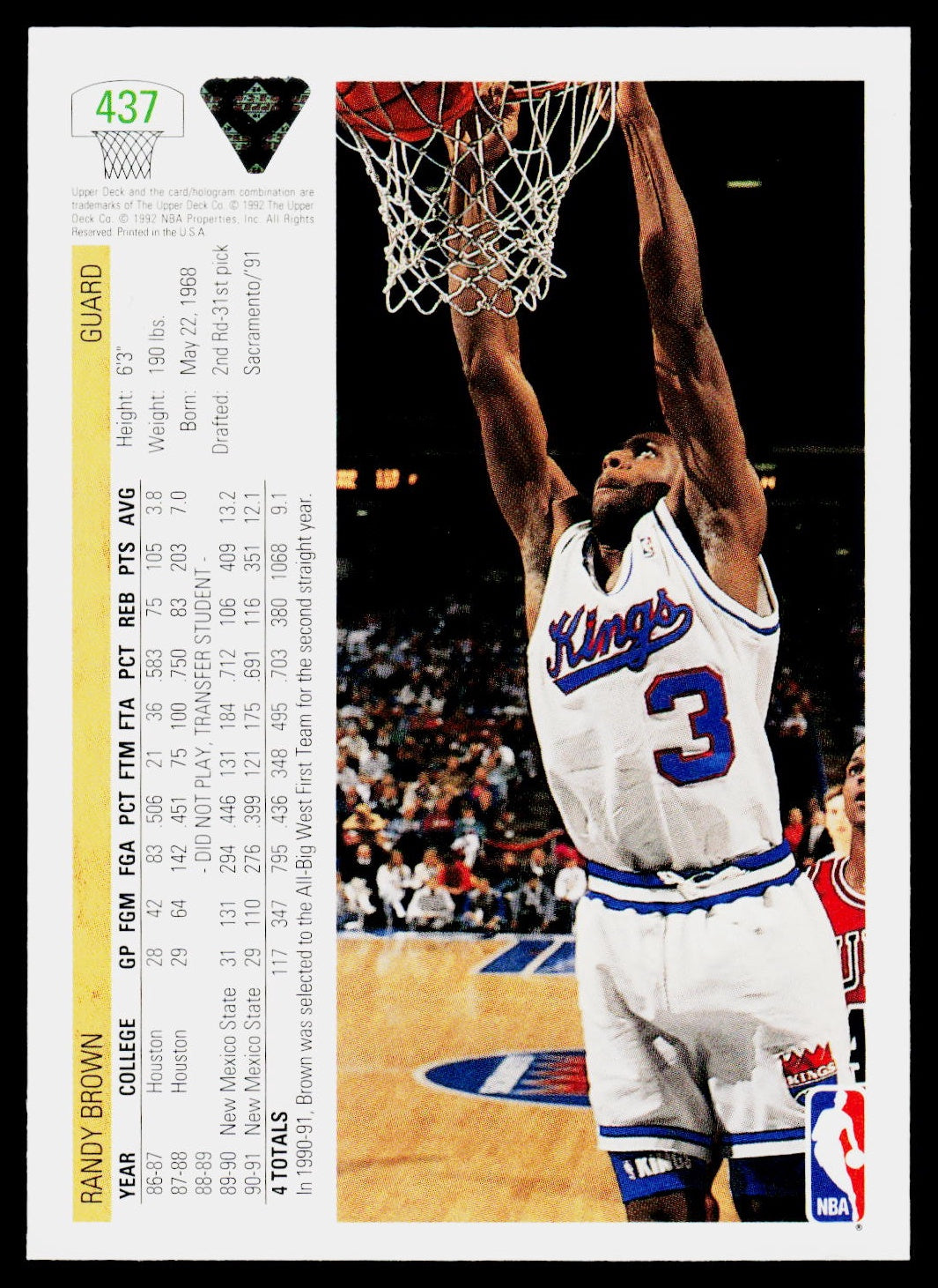 1991-92 Upper Deck #437 Randy Brown