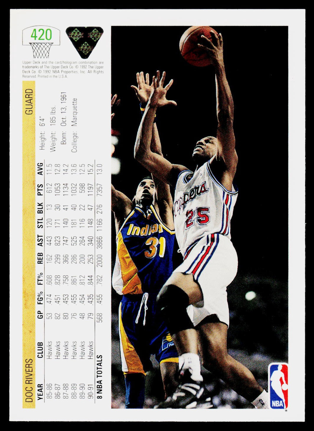 1991-92 Upper Deck #420 Doc Rivers